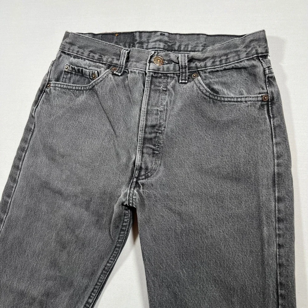 Vintage Levis 501 Mens Faded Black Classic Button Fly Jeans 30x30 Made in USA